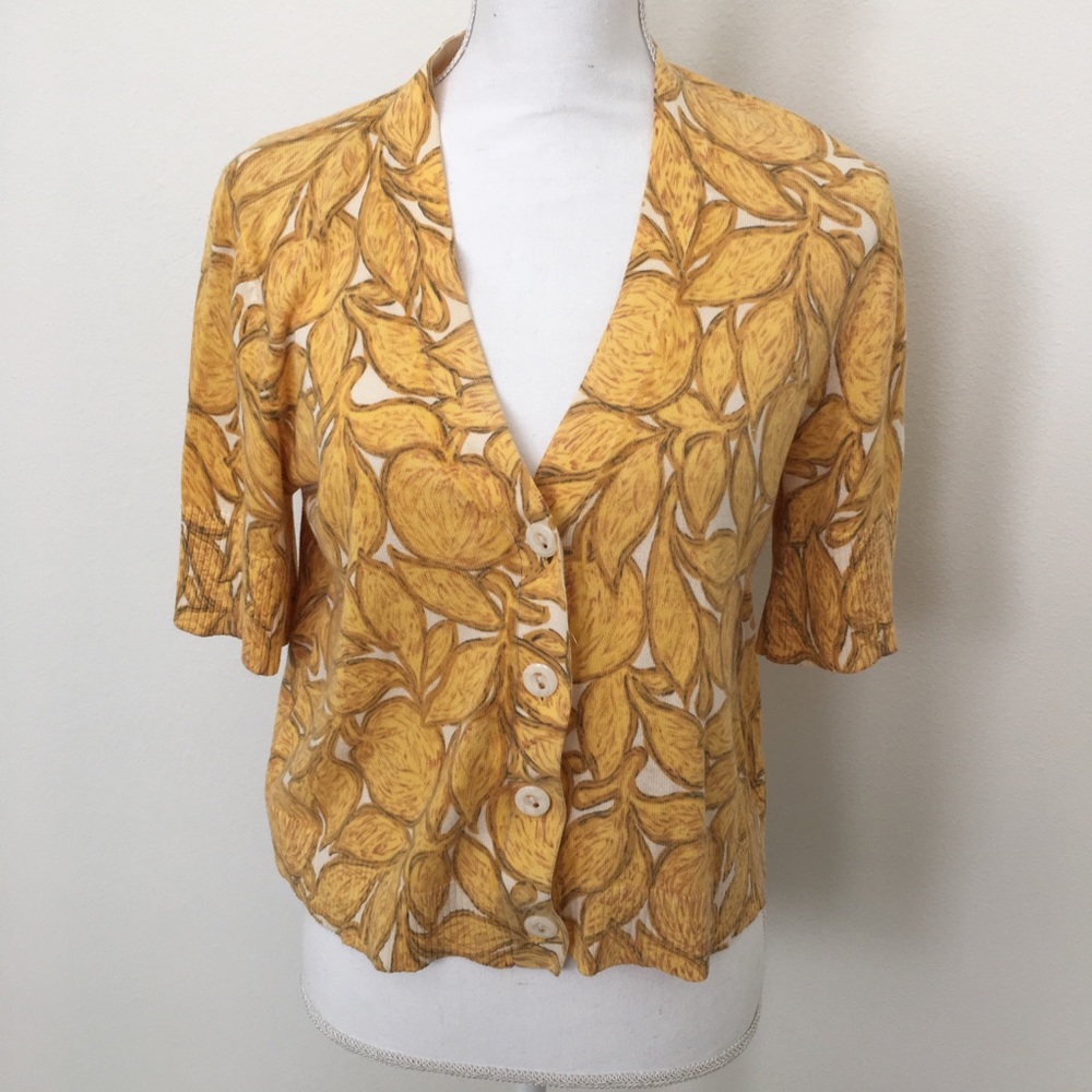 Anthropologie Tabitha Golden Plum yellow cardigan